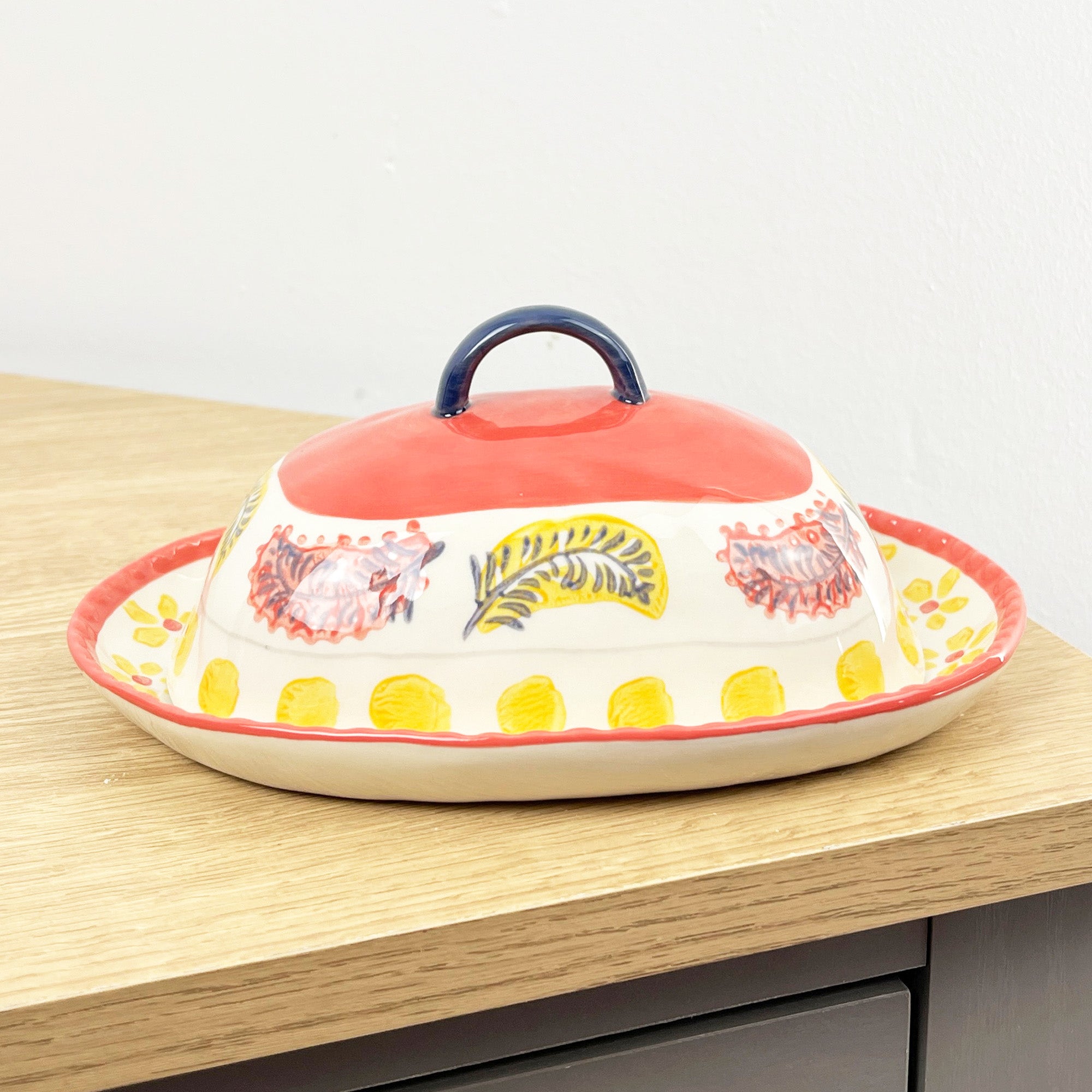 Vintage Style Floral Butter Dish with Lid - Design #4