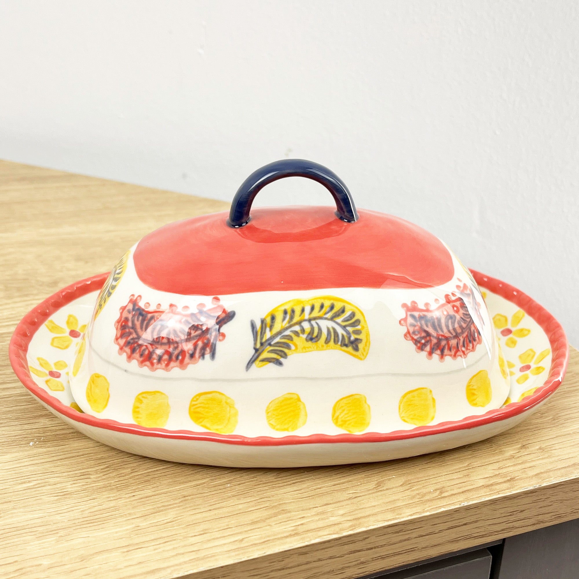Vintage Style Floral Butter Dish with Lid - Design #4