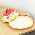 Vintage Style Floral Butter Dish with Lid - Design #4