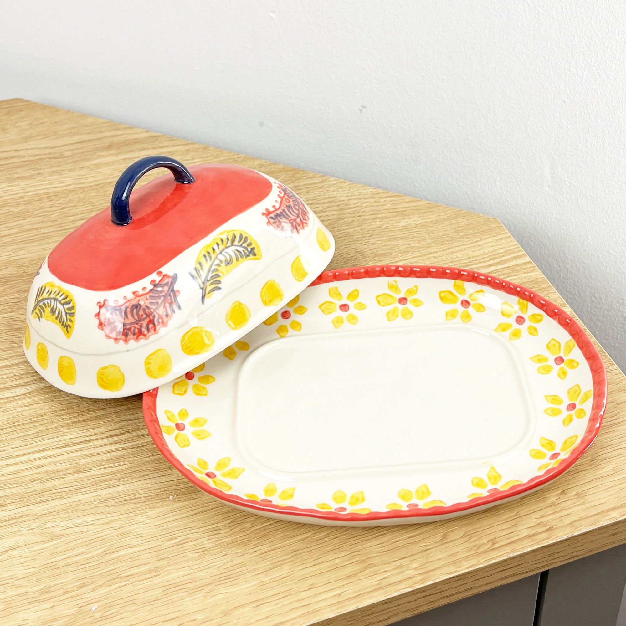 Vintage Style Floral Butter Dish with Lid - Design #4