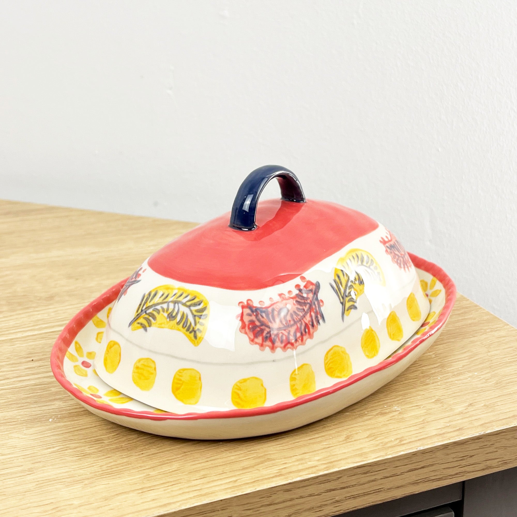 Vintage Style Floral Butter Dish with Lid - Design #4
