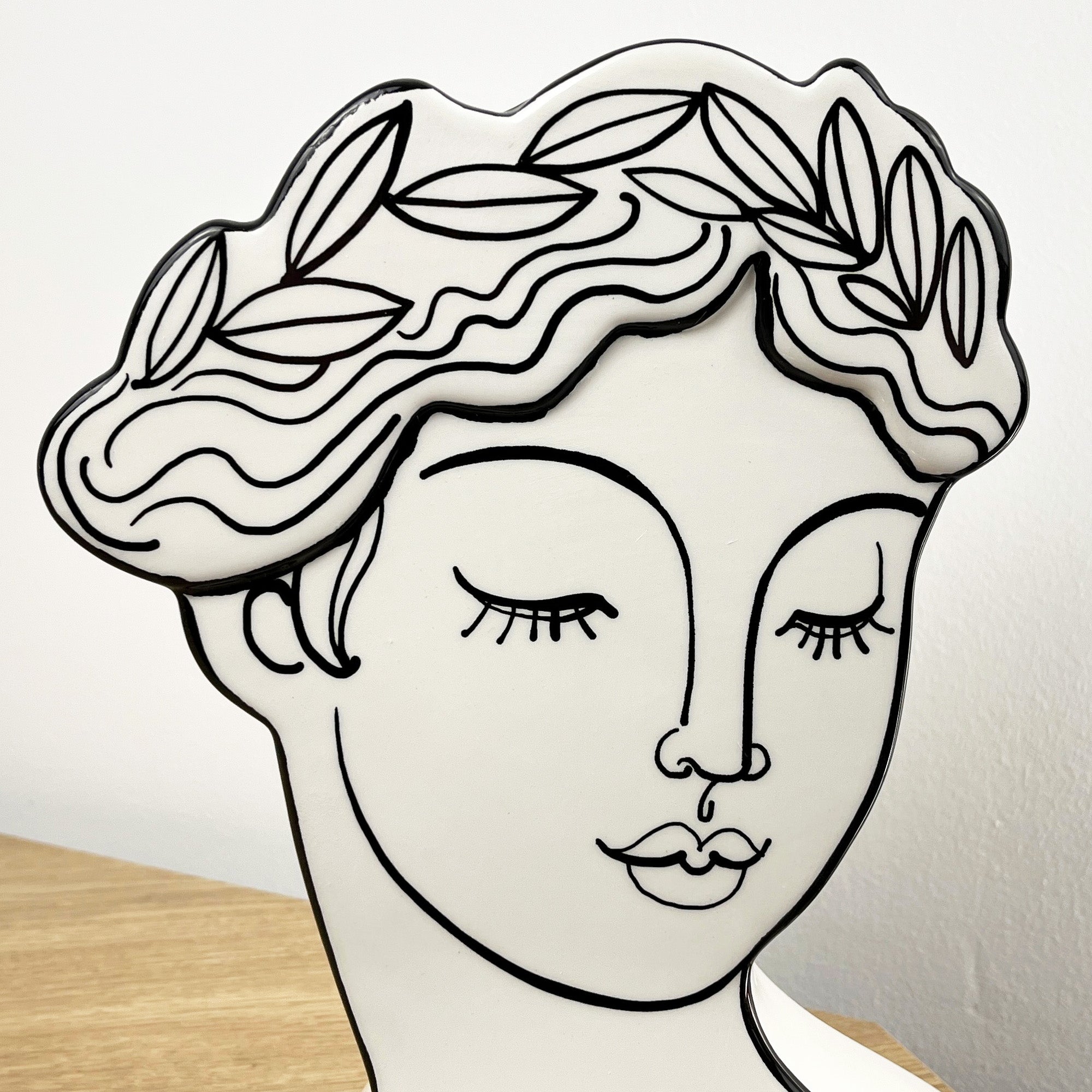 25.5cm Modern Lady's Head Decorative Vase - Ceramic