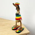 26.5cm Wooden Rasta Duck Ornament / Figurine