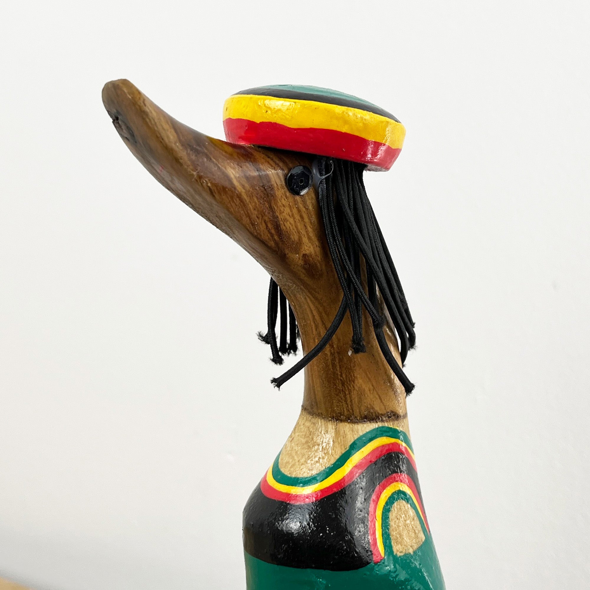 26.5cm Wooden Rasta Duck Ornament / Figurine