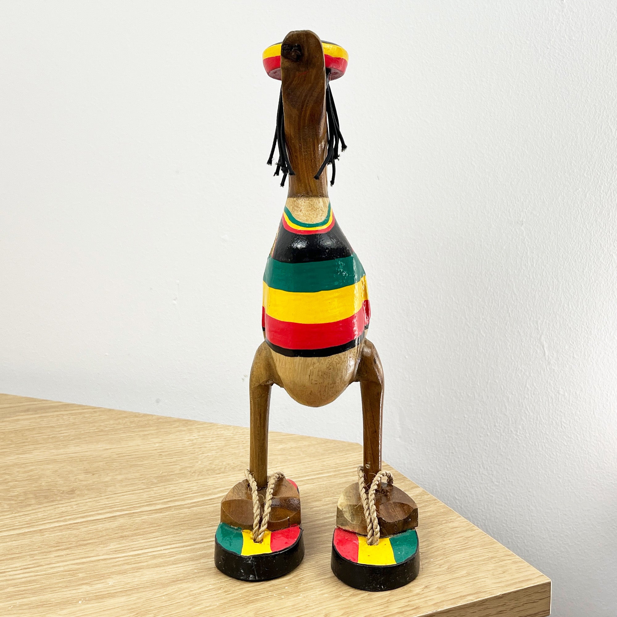 26.5cm Wooden Rasta Duck Ornament / Figurine