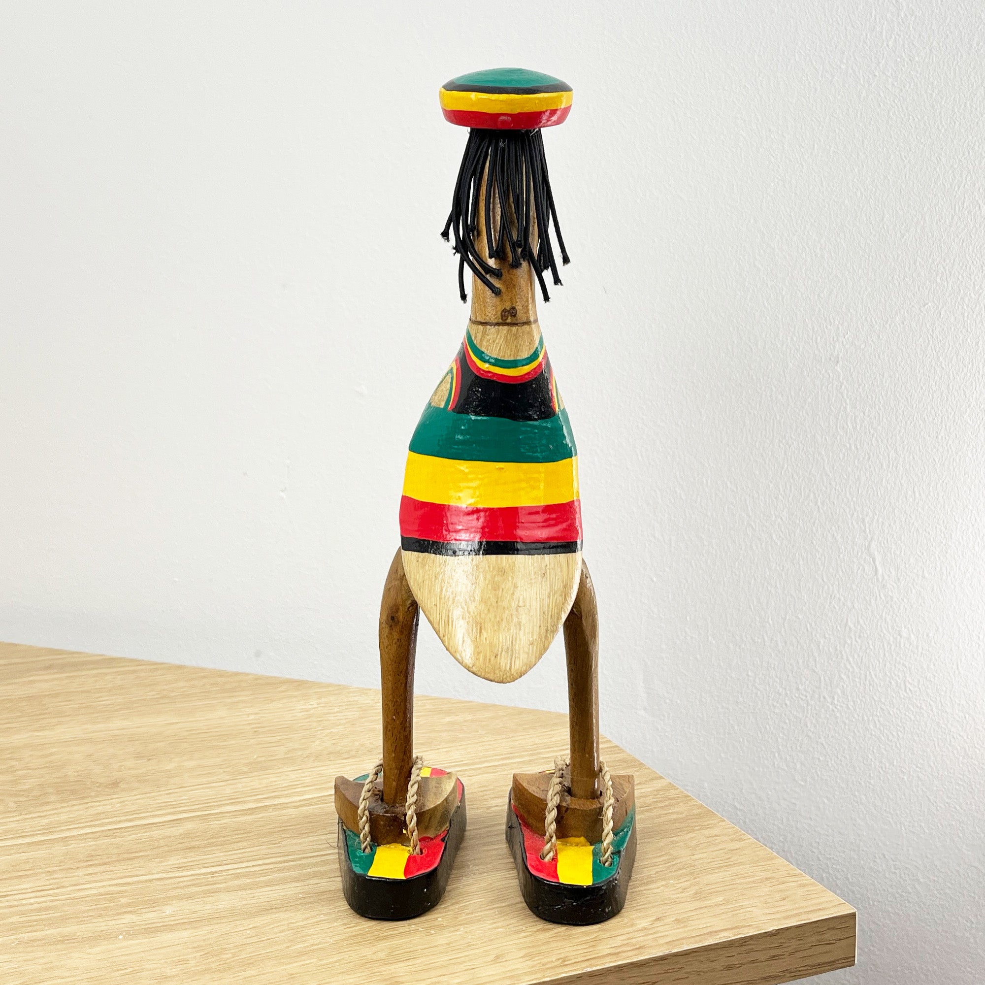 26.5cm Wooden Rasta Duck Ornament / Figurine