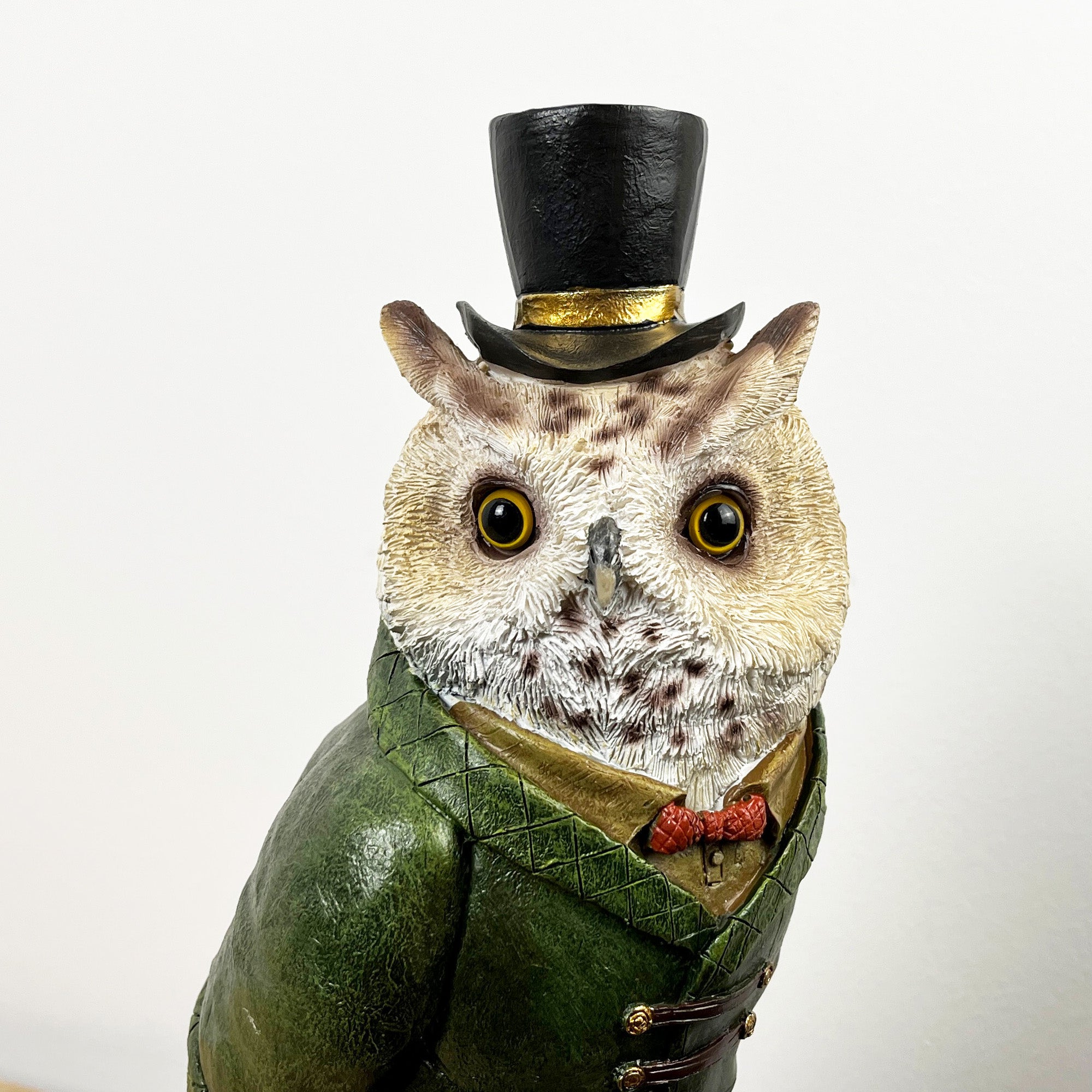 28.5cm Top Hat Owl on Tree Stump Ornament - Resin