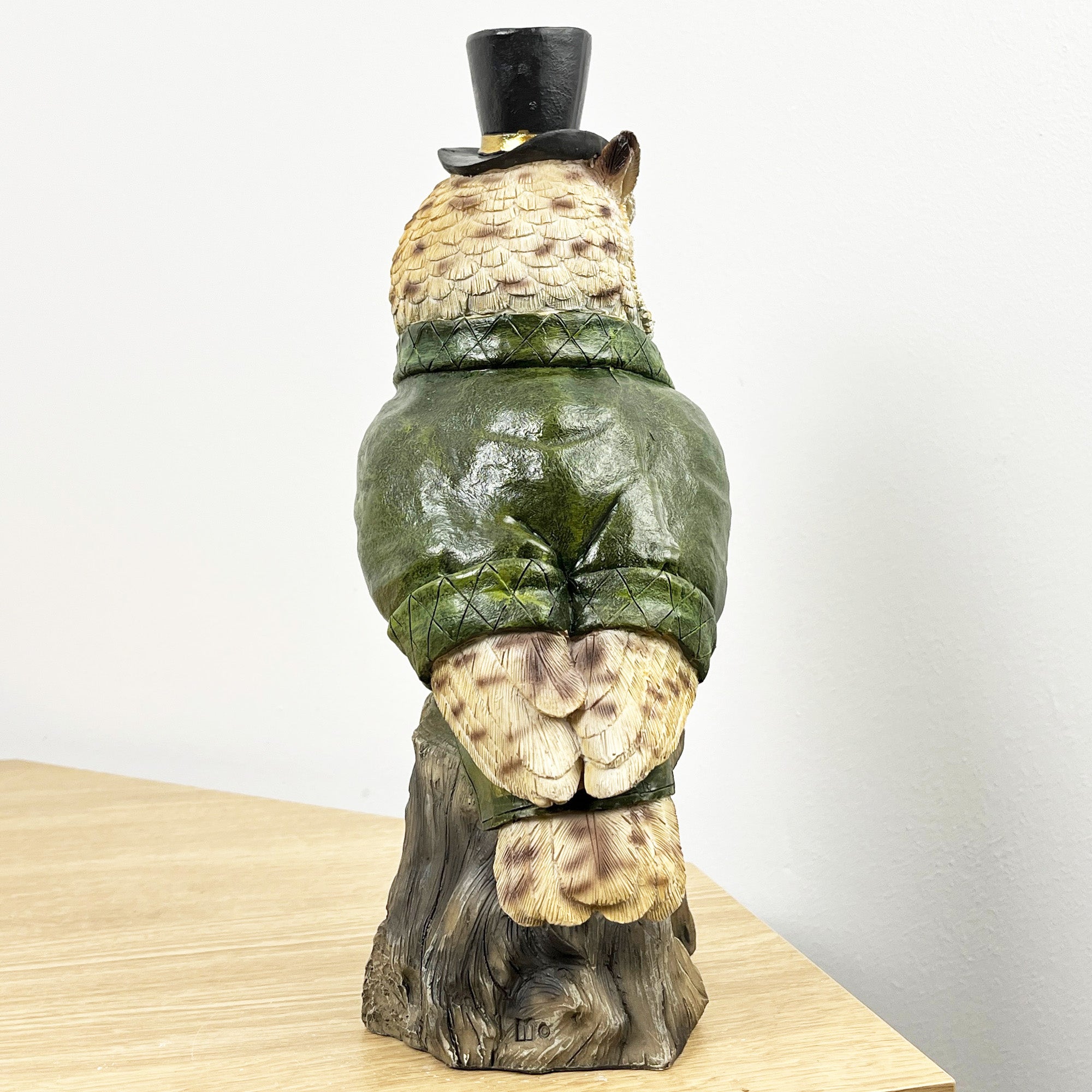 28.5cm Top Hat Owl on Tree Stump Ornament - Resin
