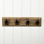 Set of 4 Dog Tail Storage Hooks on Wood – Gold