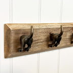 Set of 4 Dog Tail Storage Hooks on Wood – Gold
