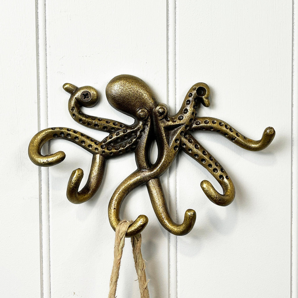 Gold Octopus Wall Hook / Key Rack - Aluminium