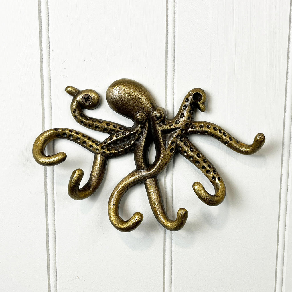 Gold Octopus Wall Hook / Key Rack - Aluminium