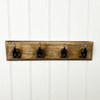 Set of 4 Dog Tail Storage Hooks on Wood – Grey