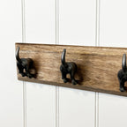 Set of 4 Dog Tail Storage Hooks on Wood – Grey