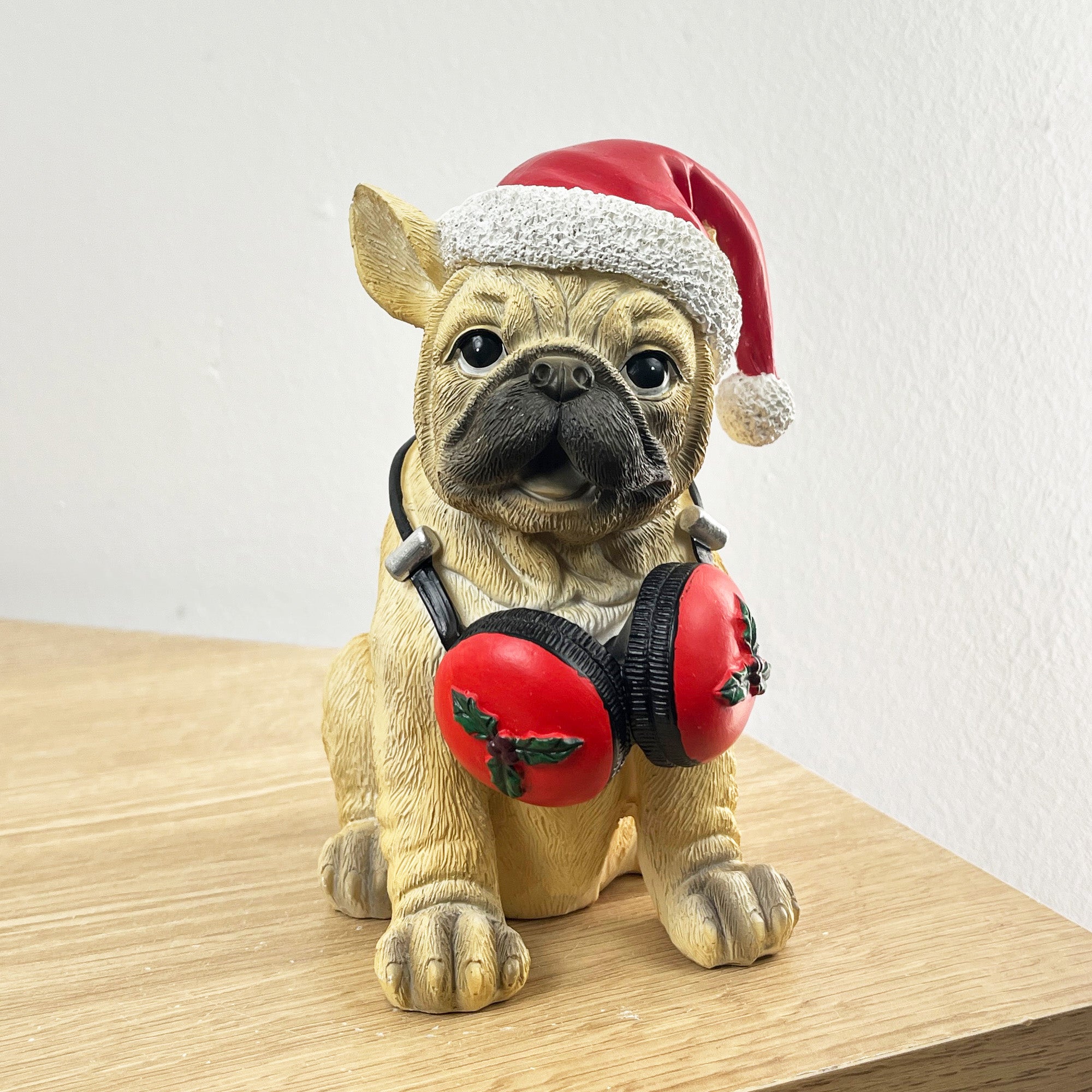 14.5cm Festive French Bulldog Ornament - Resin