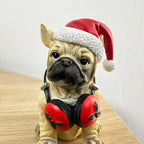 14.5cm Festive French Bulldog Ornament - Resin
