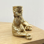 17.5cm Gold Laying Down Tiger Candle Stick Holder - Resin