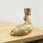 17.5cm Gold Laying Down Tiger Candle Stick Holder - Resin