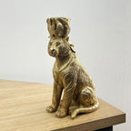 18cm Gold Sitting Tiger Candle Stick Holder - Resin