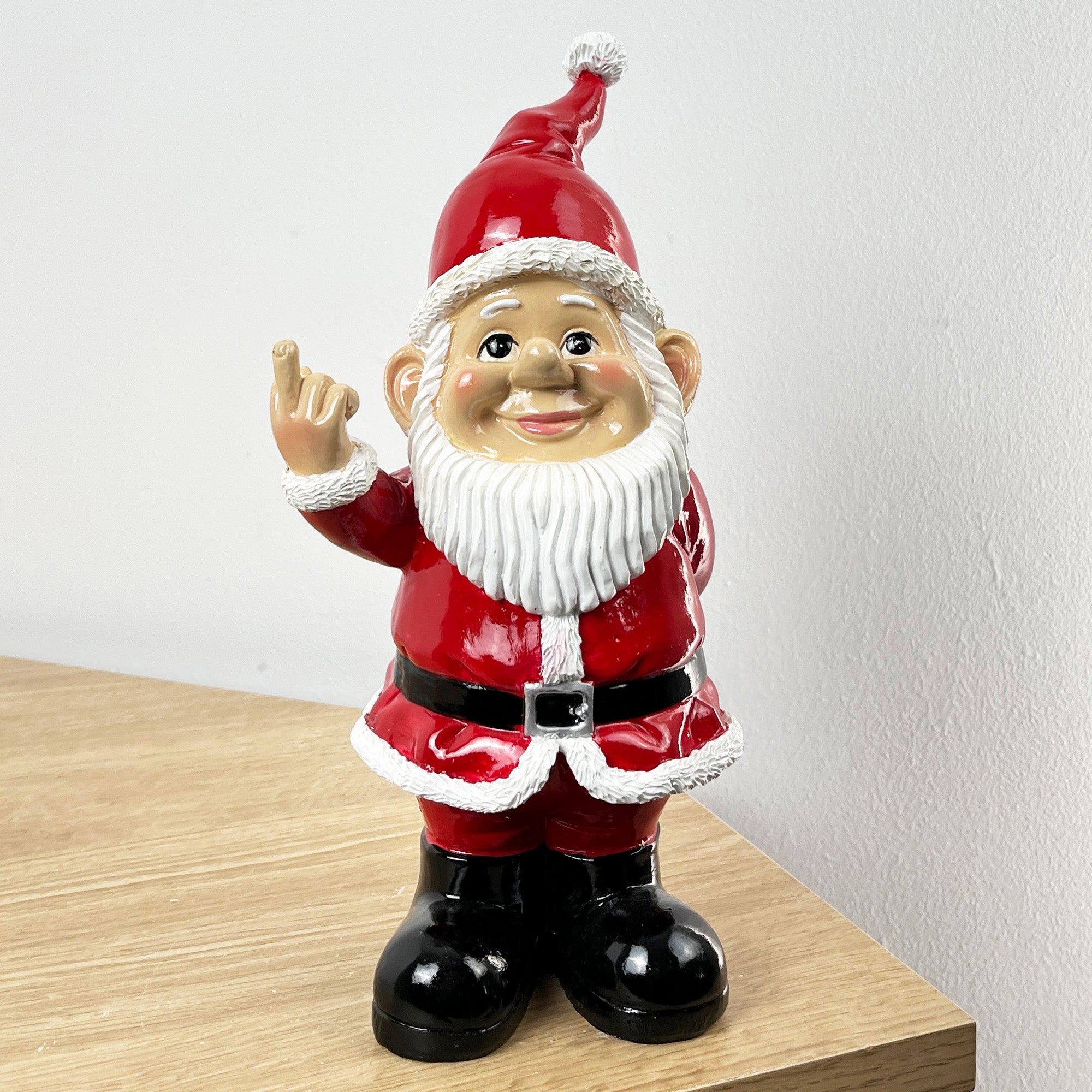 24.5cm Middle Finger Santa Gnome / Statue - Resin