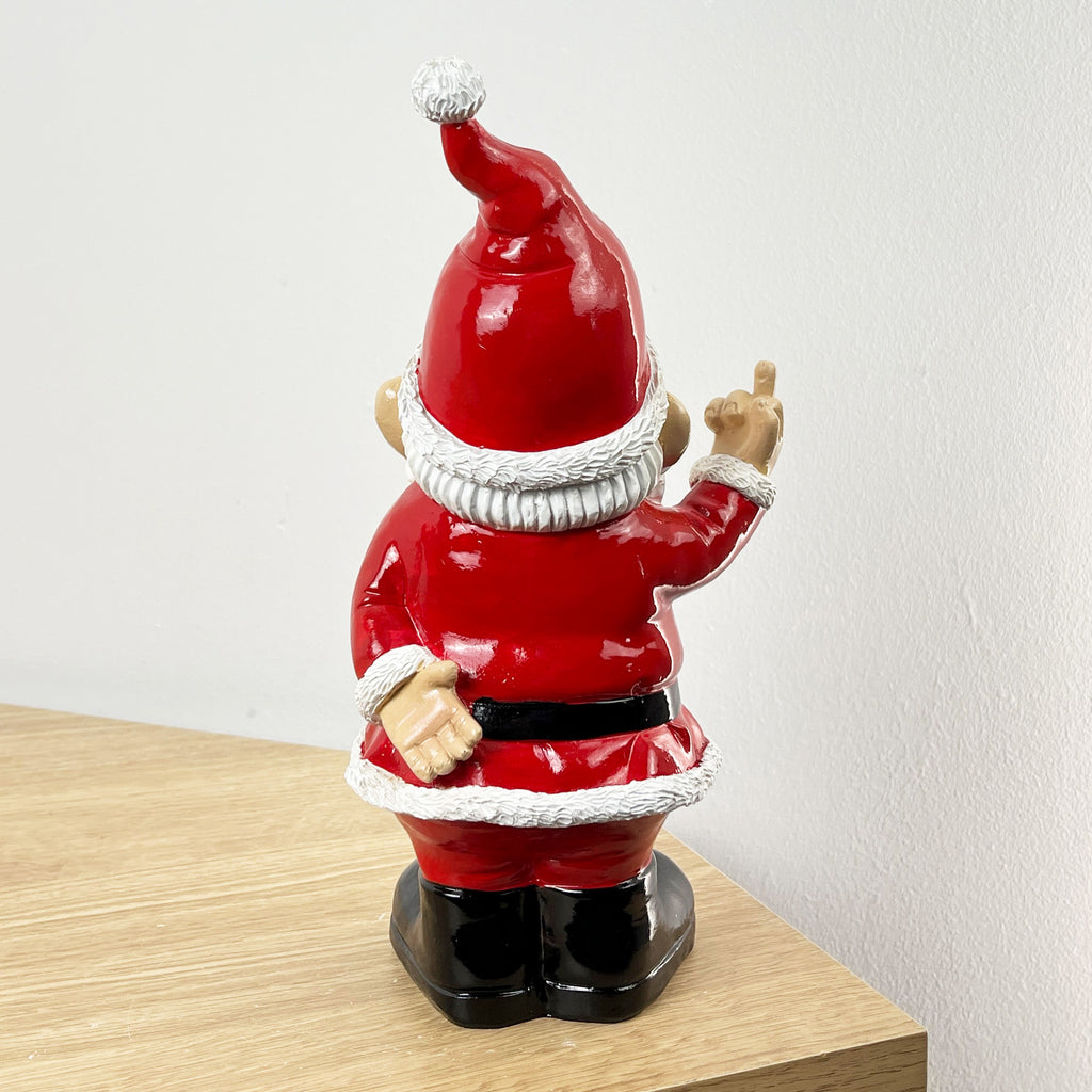 24.5cm Middle Finger Santa Gnome / Statue - Resin