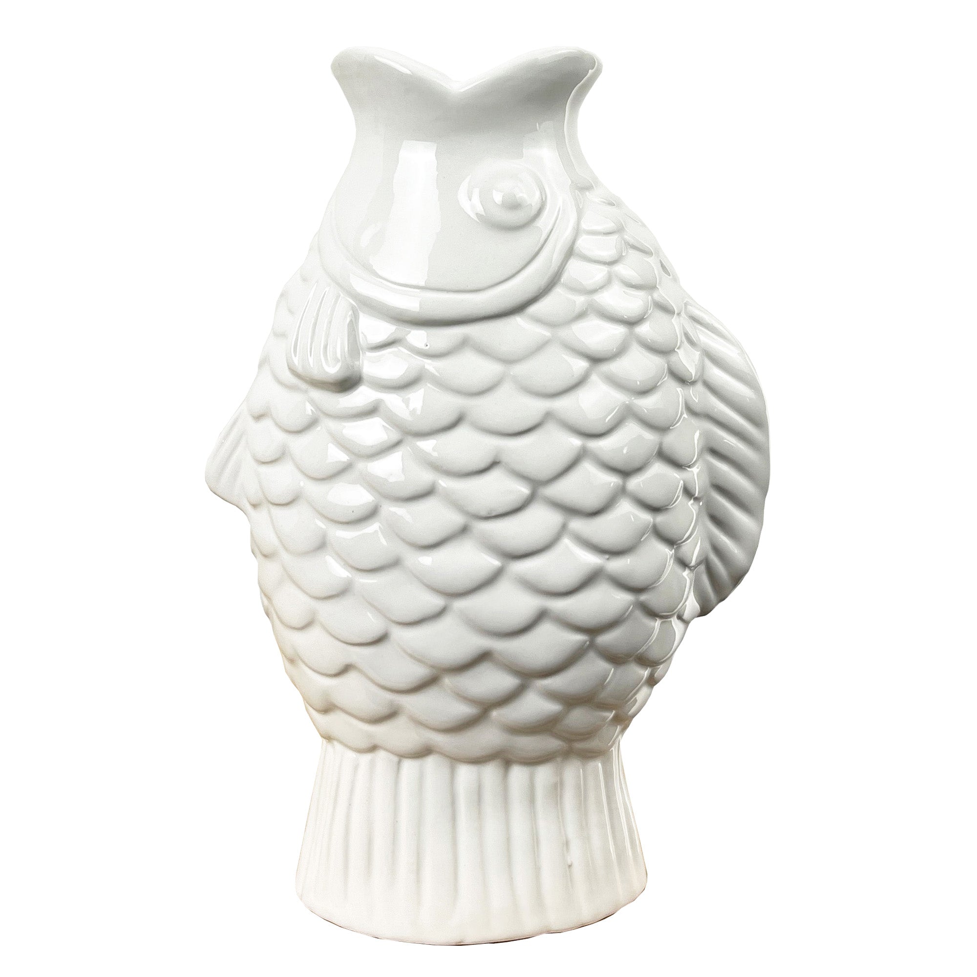 22cm Ceramic Fish Vase - White