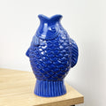 22cm Ceramic Fish Vase - Blue
