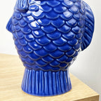 22cm Ceramic Fish Vase - Blue