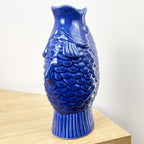 22cm Ceramic Fish Vase - Blue