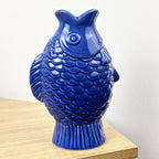 22cm Ceramic Fish Vase - Blue