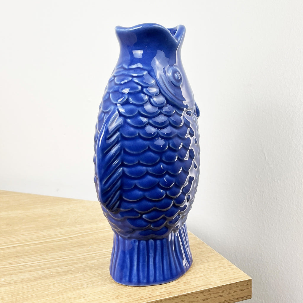 22cm Ceramic Fish Vase - Blue