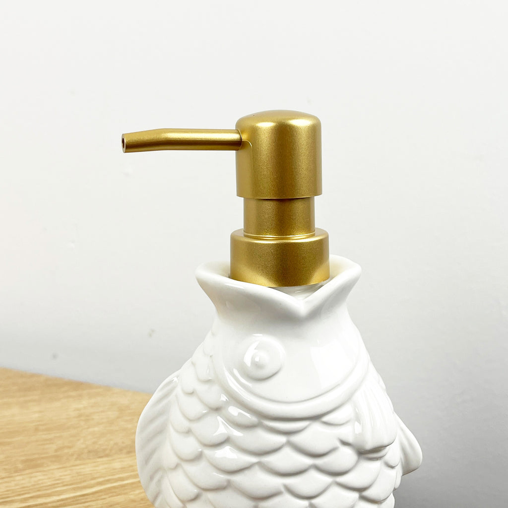 2 x White Fish Lotion Dispensers - Ceramic