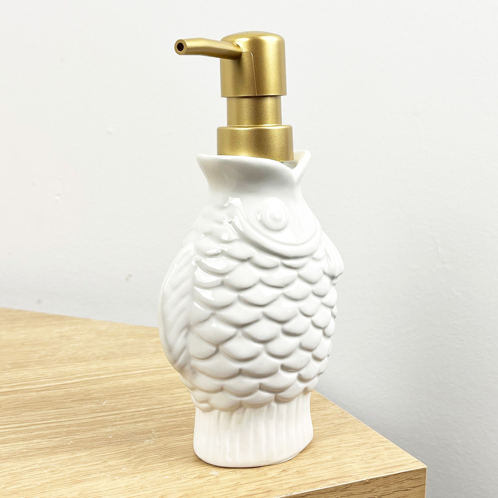 2 x White Fish Lotion Dispensers - Ceramic