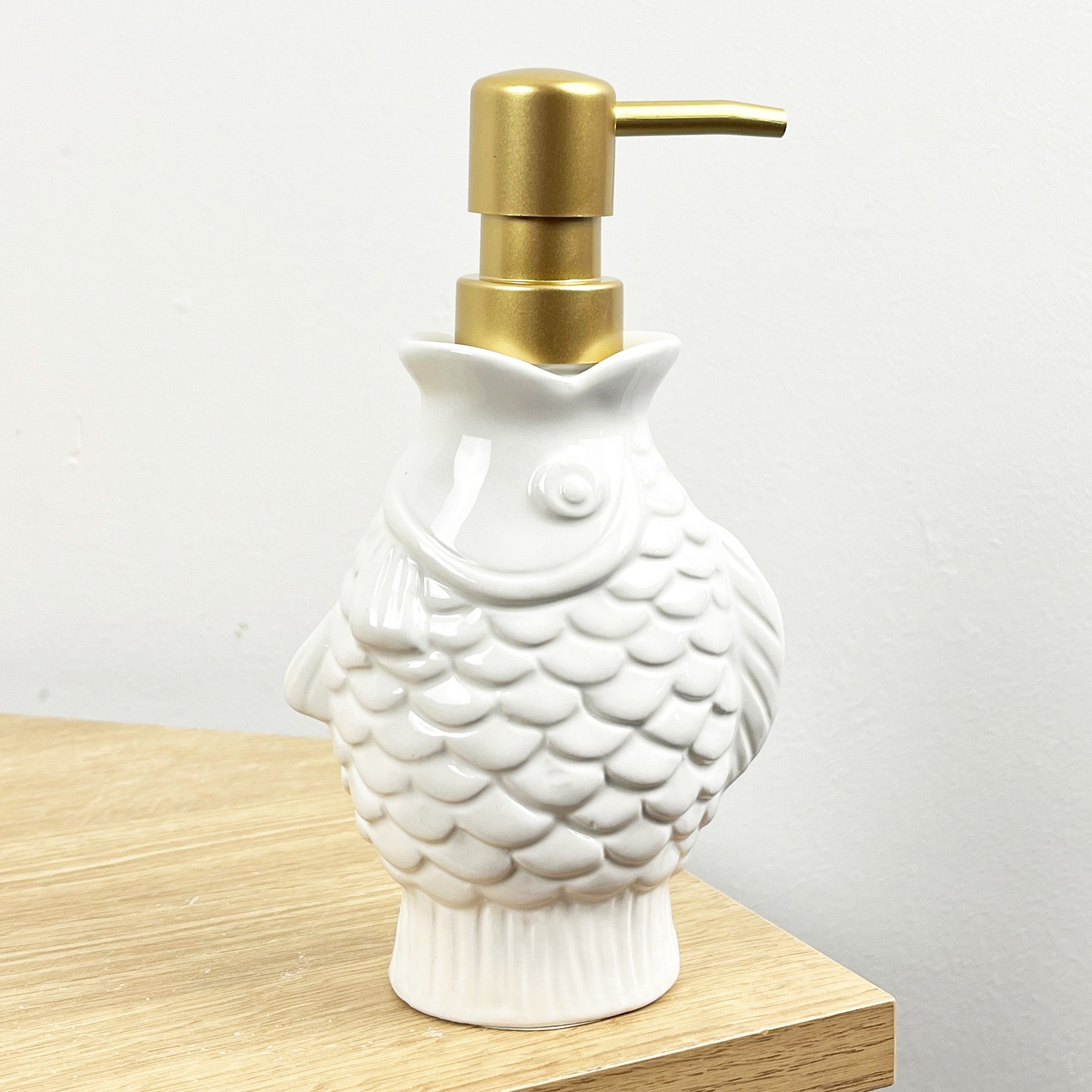 2 x White Fish Lotion Dispensers - Ceramic