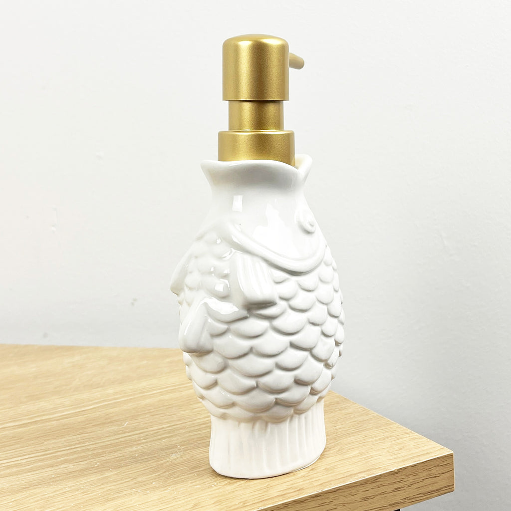 2 x White Fish Lotion Dispensers - Ceramic