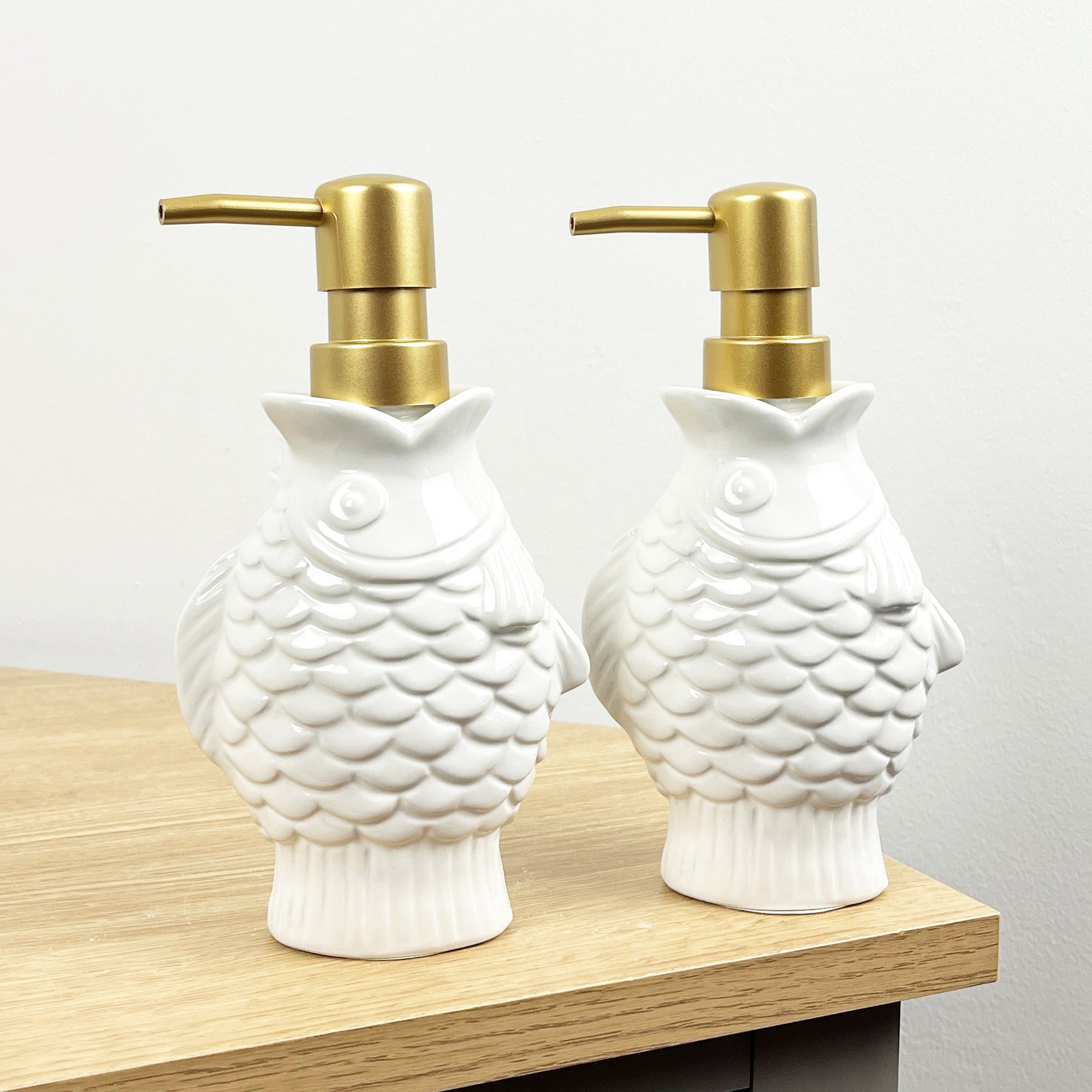2 x White Fish Lotion Dispensers - Ceramic – Alfie Francis