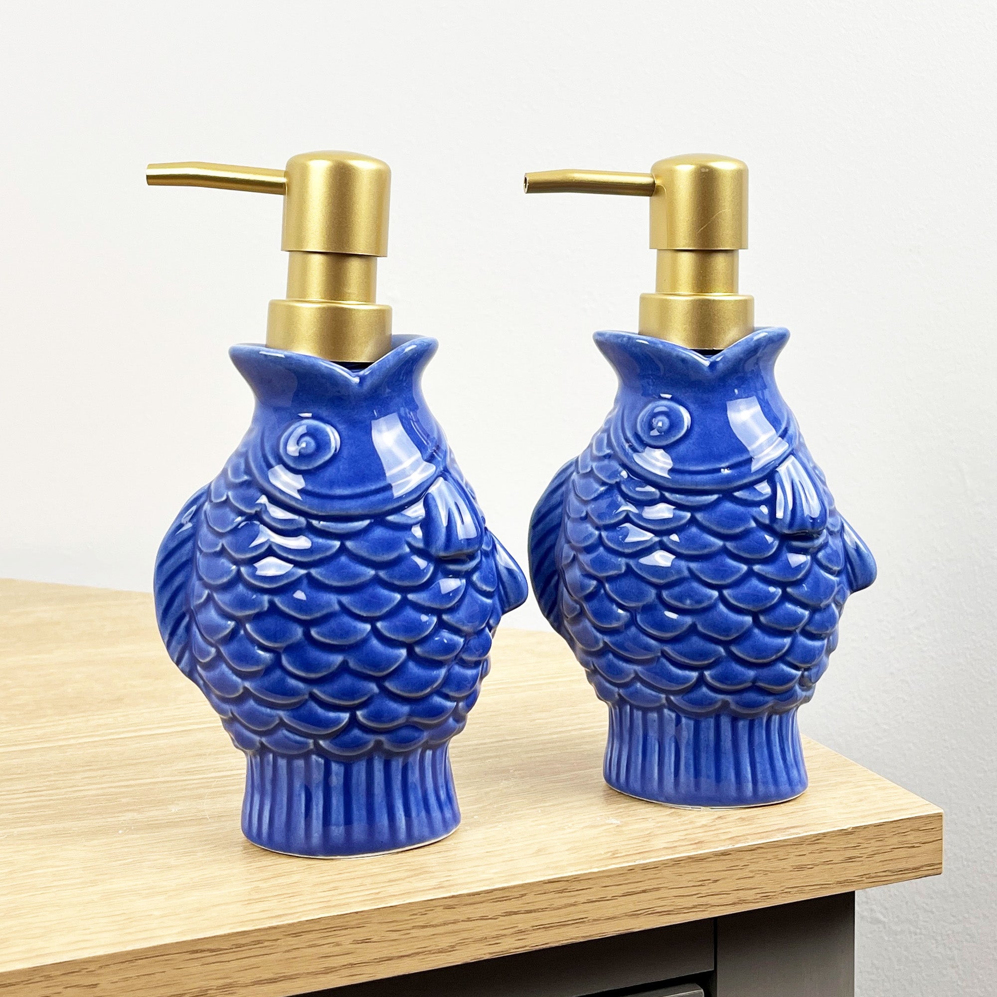 2 x Blue Fish Lotion Dispensers - Ceramic