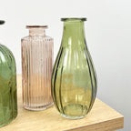 3 Piece Glass Bud Vase Set - Green & Pink Mix