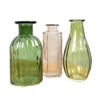 3 Piece Glass Bud Vase Set - Green & Pink Mix