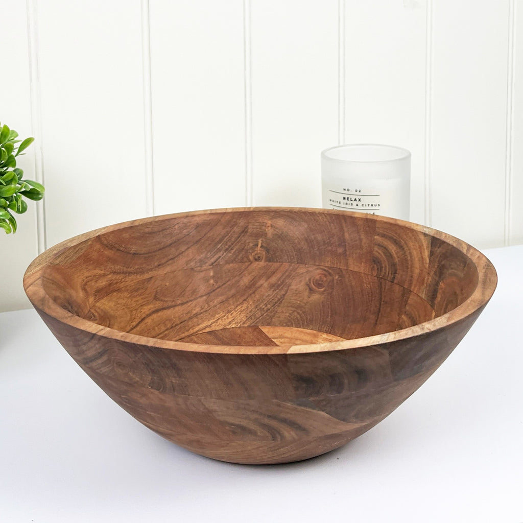30cm Large Round Acacia Wood Decorative Bowl