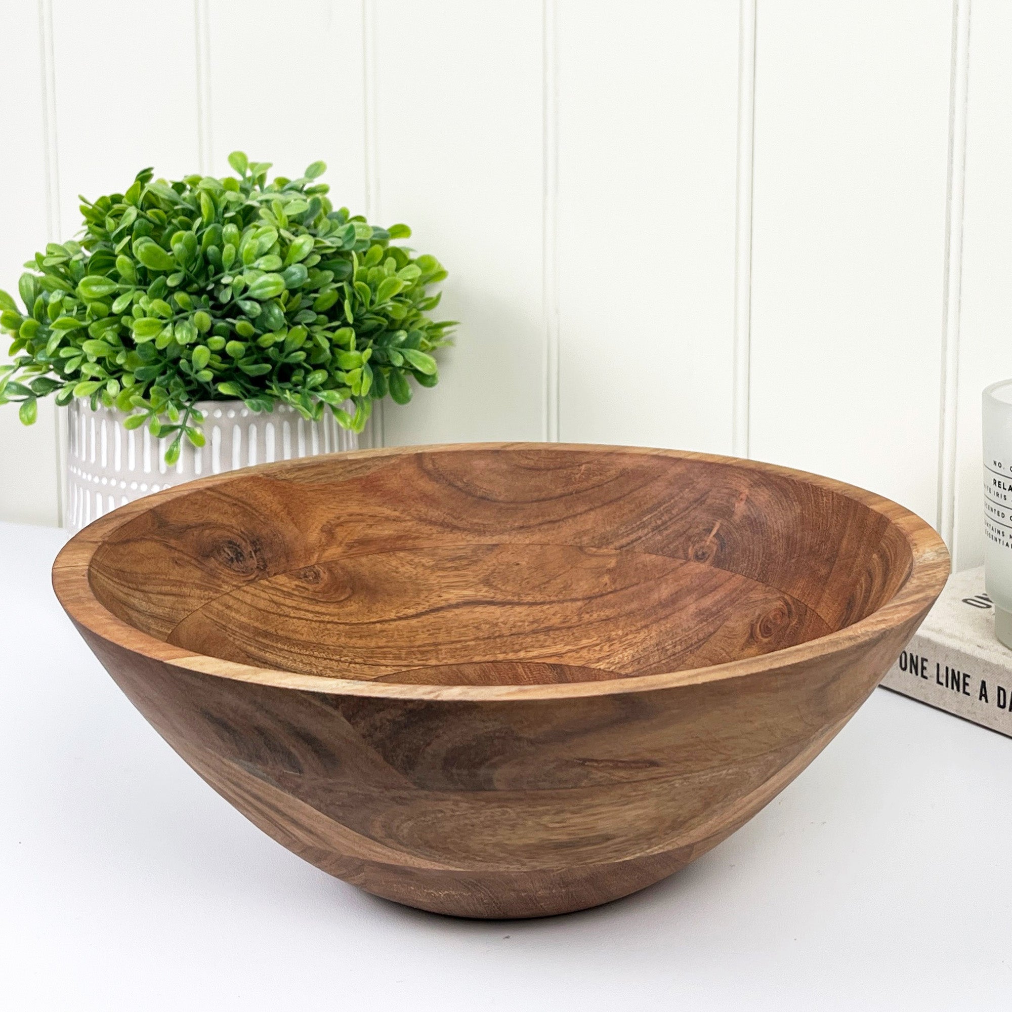 30cm Large Round Acacia Wood Decorative Bowl