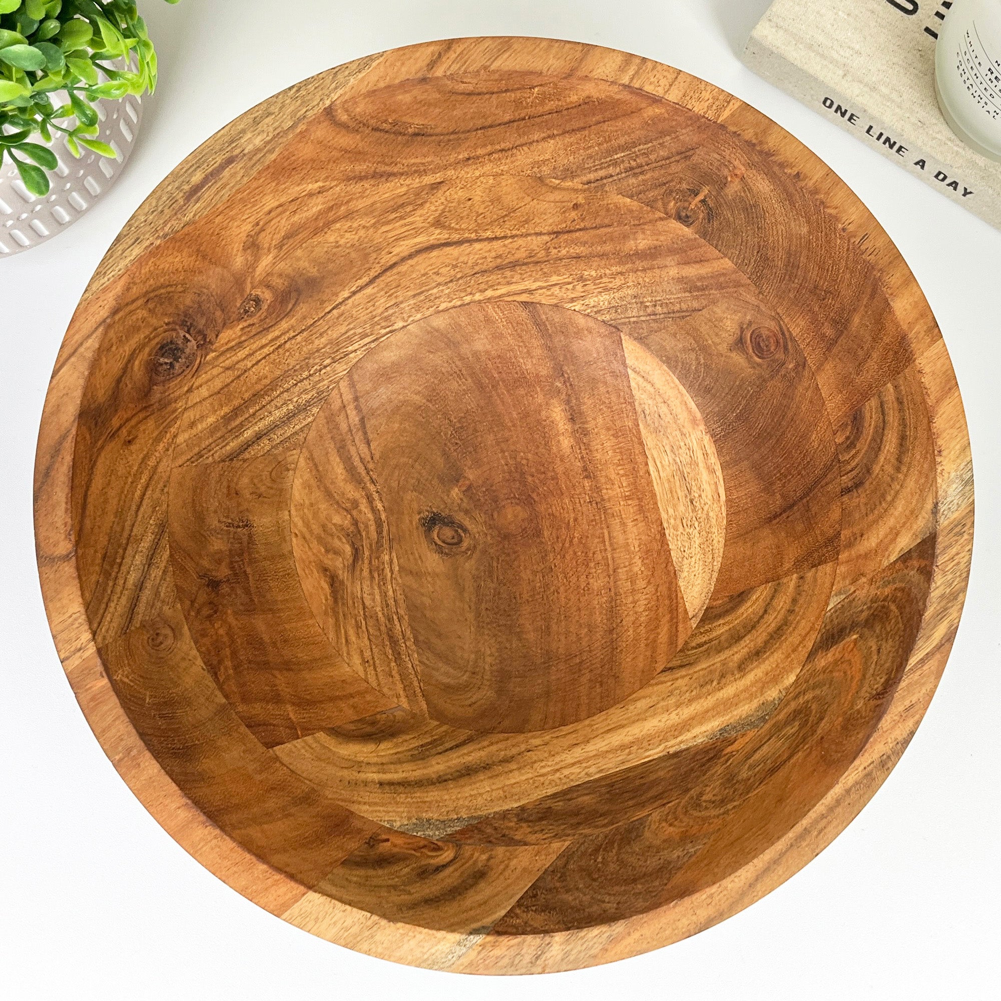 30cm Large Round Acacia Wood Decorative Bowl