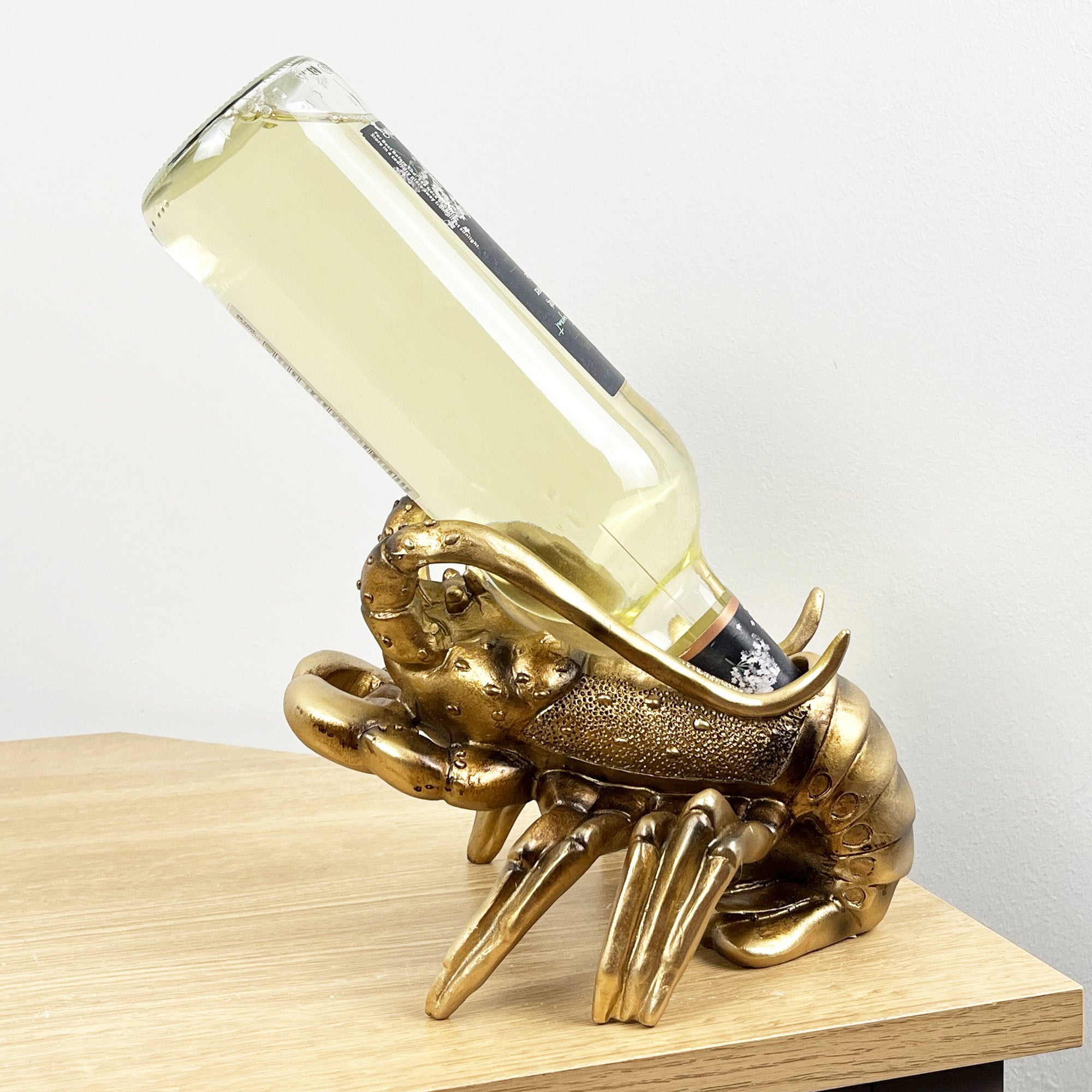 Gold Lobster Single Wine Bottle Holder for Table – Resin
