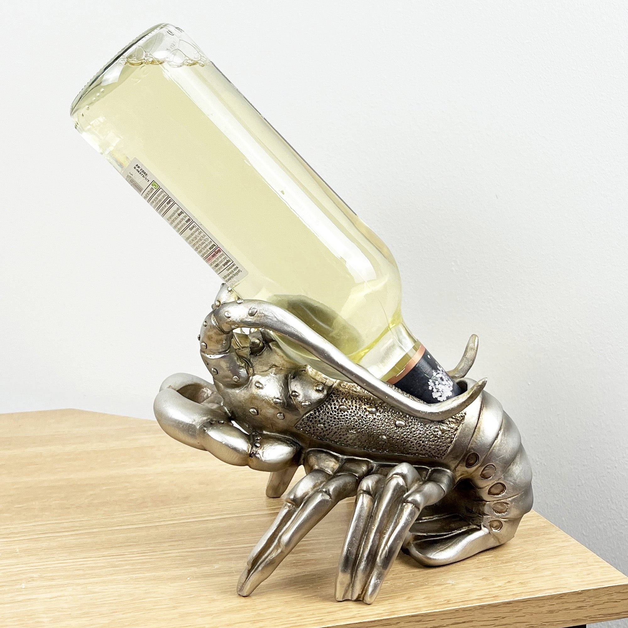 Silver Lobster Single Wine Bottle Holder for Table – Resin