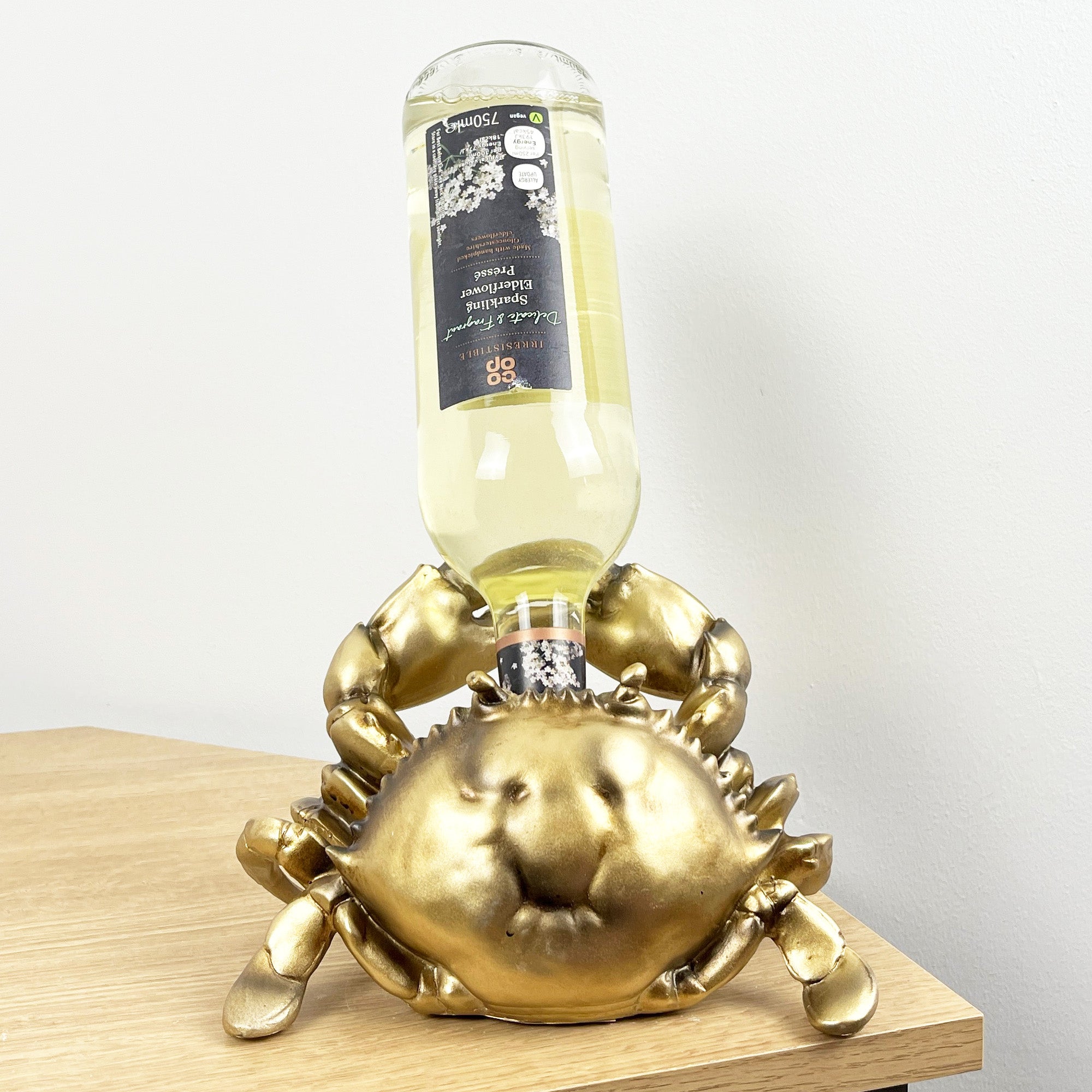 Gold Crab Single Wine Bottle Holder for Table – Resin