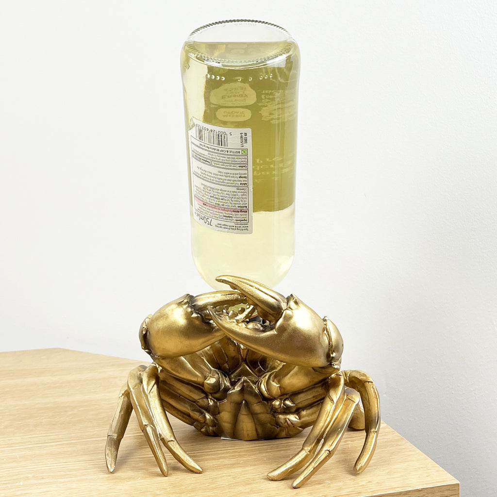 Gold Crab Single Wine Bottle Holder for Table – Resin