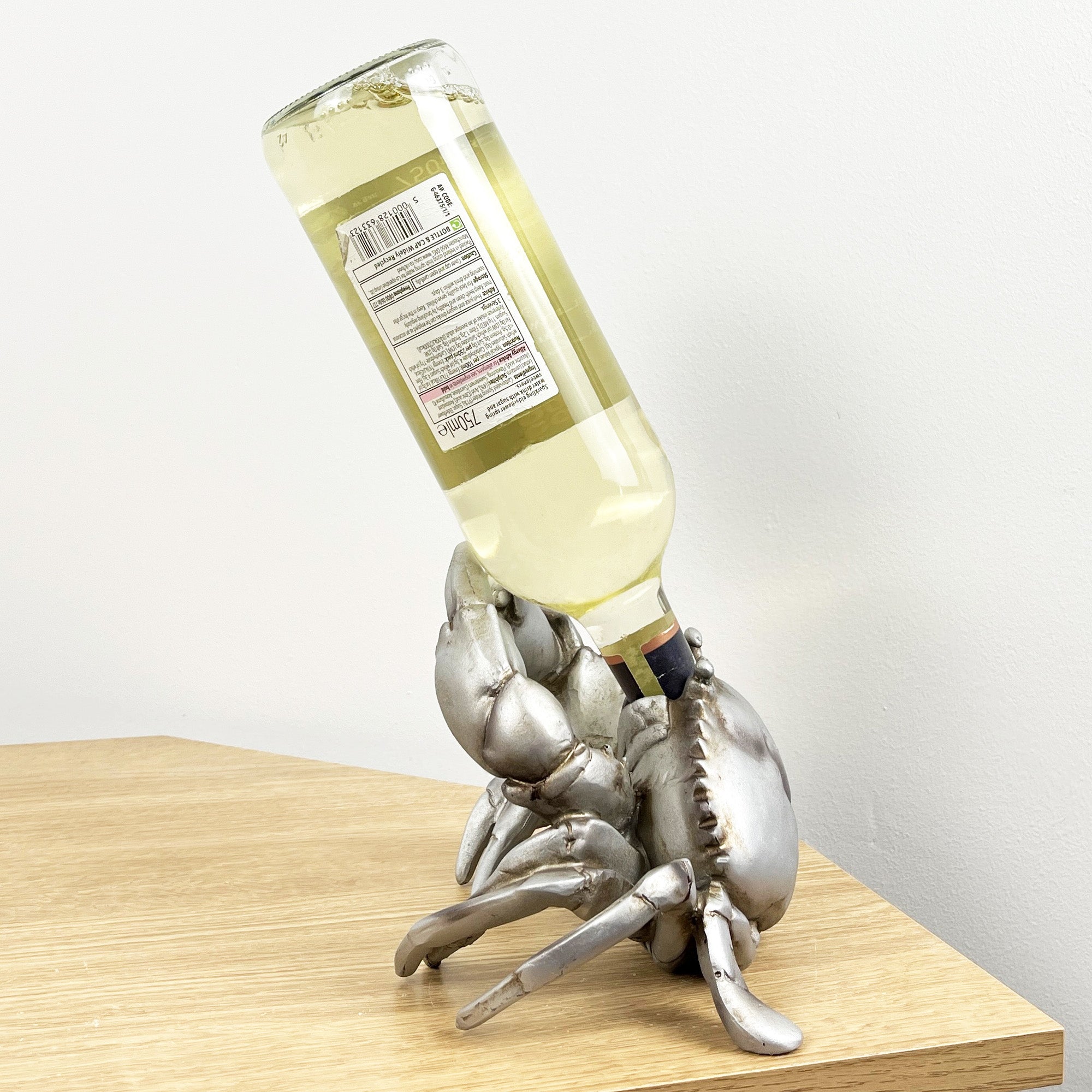 Silver Crab Single Wine Bottle Holder for Table – Resin