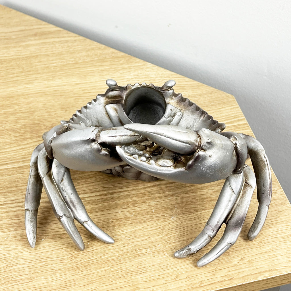 Silver Crab Single Wine Bottle Holder for Table – Resin