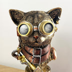 32.5cm Steampunk Cat Bust Ornament / Statue - Resin