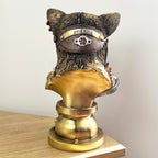 32.5cm Steampunk Cat Bust Ornament / Statue - Resin